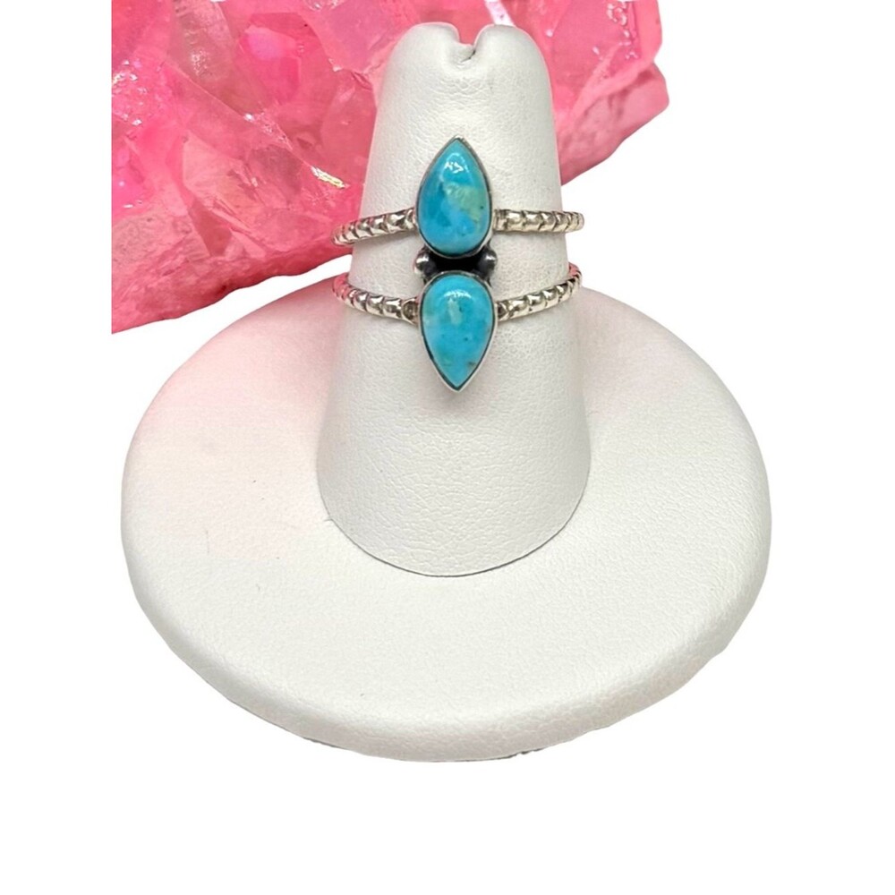 Kingman Mohave Turquoise Ring Size 7.5 Solid 925 Sterling Silver